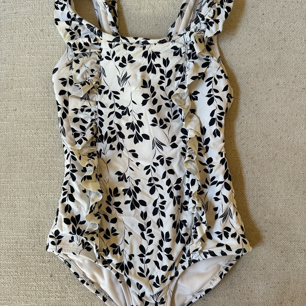 GB girls Black and White Kids Swim One Piece